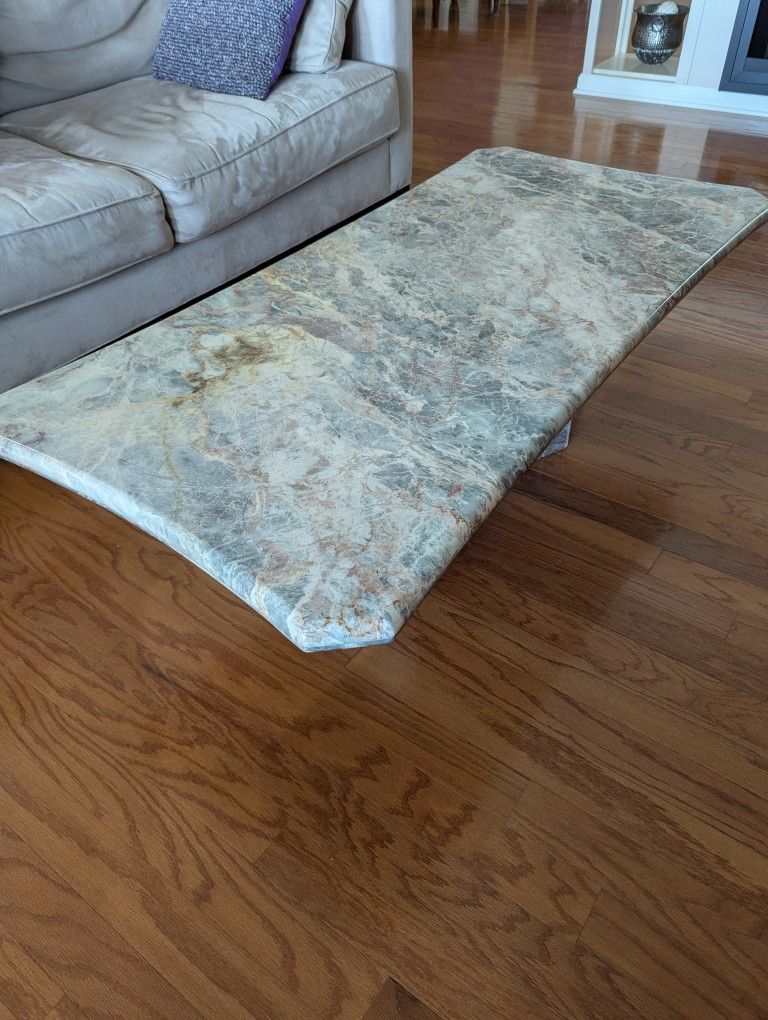 ELEGANT COFFEE TABLE W/POLISHED MARBLE TOP AND BASE