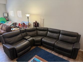 Luxury Leather Sectional Sofa — automatic reclining & built-in charging ports