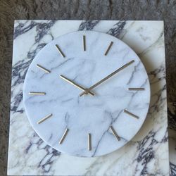 CB2 WHITE MARBLE WALL CLOCK / NEW
