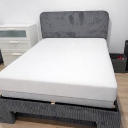 Full Size Grey Velour Bed 