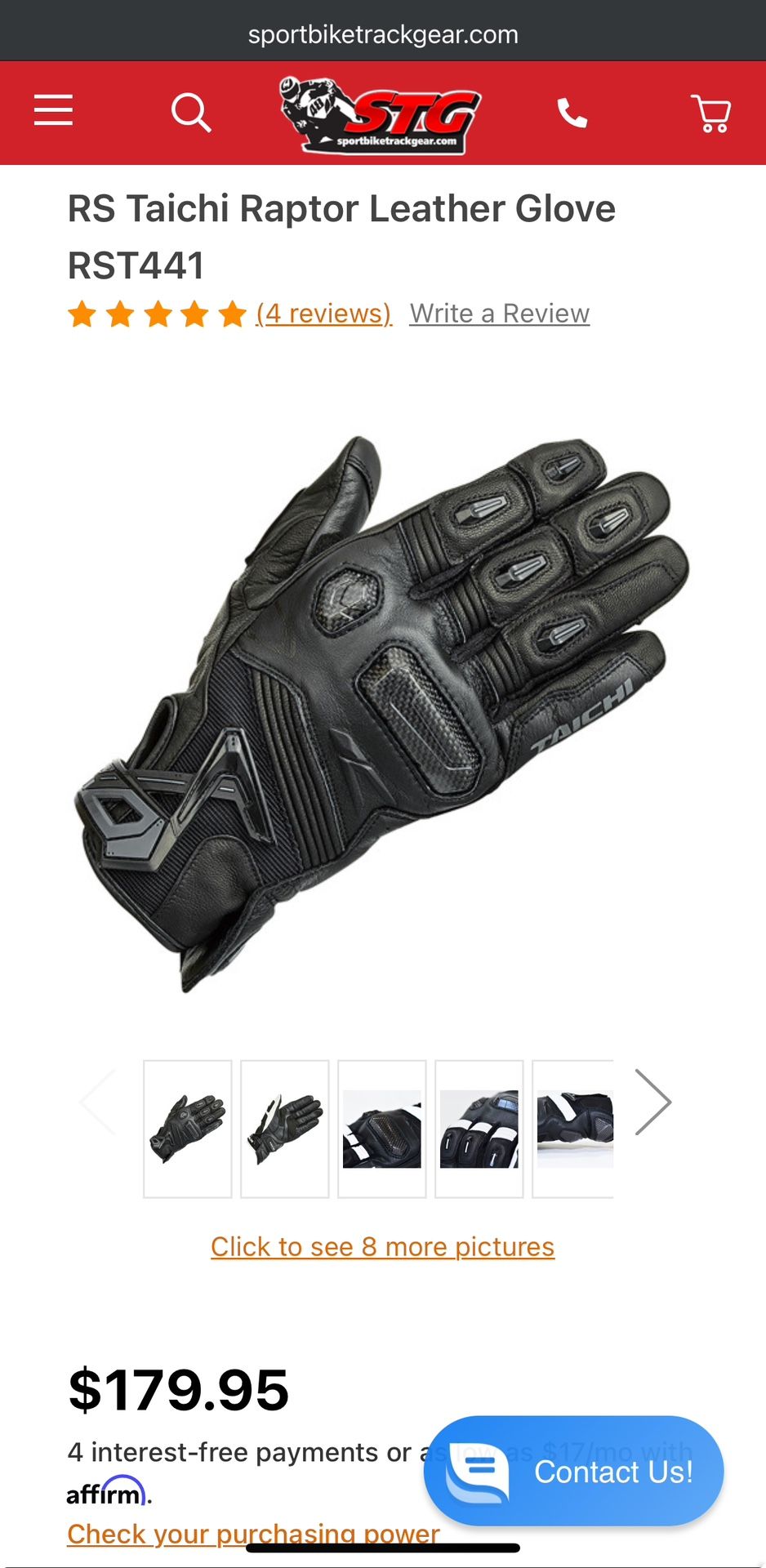 RS Taichi Raptor Leather Glove RST441