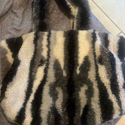 Black And White Fluffy Tote Bag 