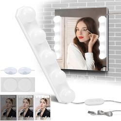 Hollywood Vanity Lights for Mirror, 3 Color Dimmable Led Vanity Light, USB Makeup Mirror Lights Kit with 5 Light Bulbs for Bathroom Mirror, Makeup Van