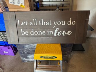Indoor wooden sign
