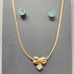 Fashion Jewelry Bright Blue Gems With Goldtone 