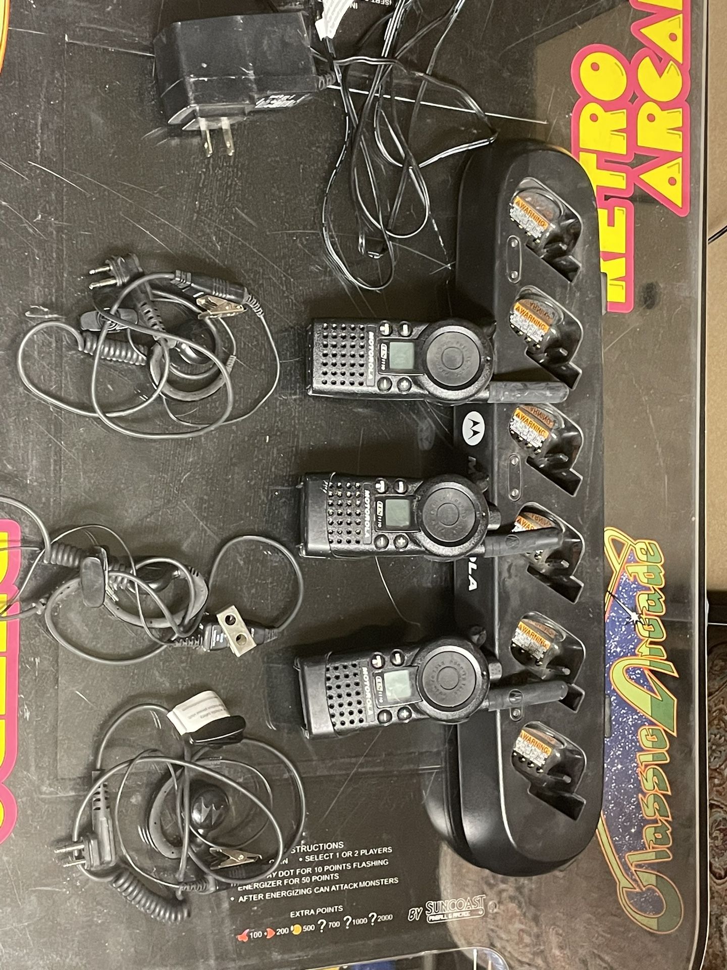 Walkie Talkie Radios with Headsets & 6-Bank Charger SET OF 3 