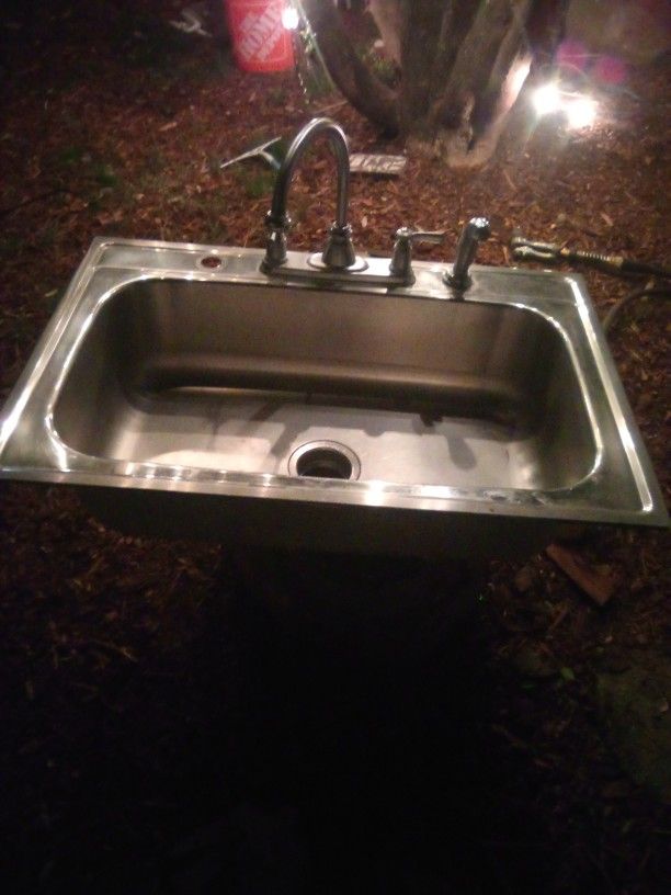 Stainless Steel Kitchen Sink with Faucet - Great for Utility/Outdoor/Bar