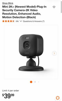 Shop Blink Mini 2K+ (Newest Model)-Plug-In Security Camera-2K Video Resolution, Enhanced Audio, Motion Detection-(Black)