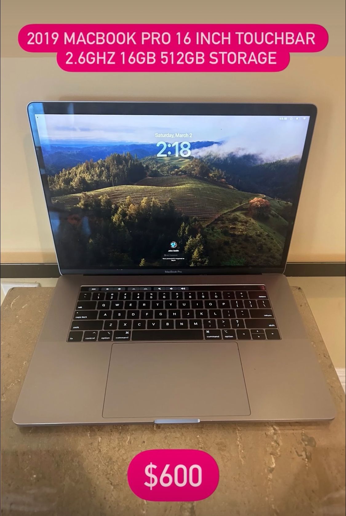 2019 Macbook Pro 16 2.7 i7 16GB 512GB Like New 