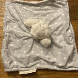 Blankets & Beyond White Gray Security Blanket Teddy Bear Polka Dot Lovey 14.5”