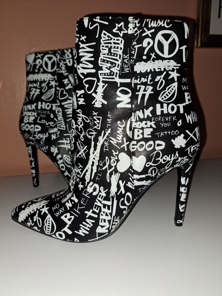 ALDO Graffiti Print Heel Booties