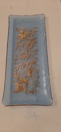 Vintage Decorative Blue & Gold Tray