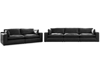 Emilia Black Leather 5pc Modular Sectional Living Room Set (Online Special Price)
