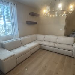 West Elm Enzo Fabric Sectional With Reclining Piece And Full Size Sleeper Sofa . Total 5 Piece  PRICE Firm!