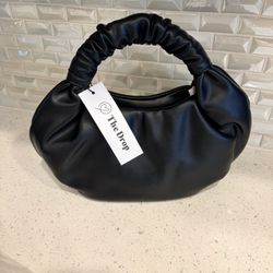 New Black Vegan Leather The Drop Handbag Purse