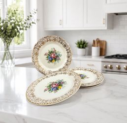 Vintage Triumph Limoges Rosalie 22K Gold Bread & Butter Plates 6 3/8” Set of 4