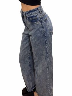 Acid Wash Wide Leg High-Rise Jeans