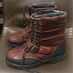Polo By Ralph Lauren Burgundy Leather Boots Size 9