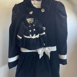 American Girl Velvet Matching Coats. Size 8