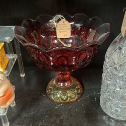 LESmith Moon & Stars Amberina Compote