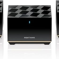 NETGEAR Nighthawk Tri-Band Whole Home Mesh WiFi 6E System (MK93S) – Router + 2 Satellite Extenders - 5.7Gbps Speed - Coverage up to 7,500 sq. ft., 100