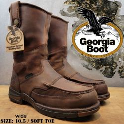 New GEORGIA BOOT Athens Soft Toe Pull-On Waterproof Work Boots Botas Size: 10.5 wide