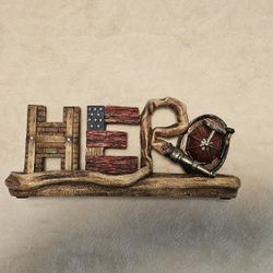 Hero Letters Desktop Decor Firefighters Firemen Helmet  10"x4"x2"