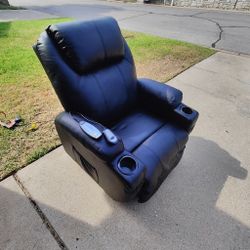 Modern Black Faux Leather Power Lift Recliner with Heat, Massage, and Built-in Cup Holders