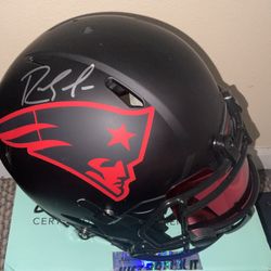 Randy Moss Autographed New England Patriots Black Out Lunar Eclipse F/S Speed Authentic Helmet w/  Chrome Red Mirror Visor Beckett C.O.A in Box w/ Bag