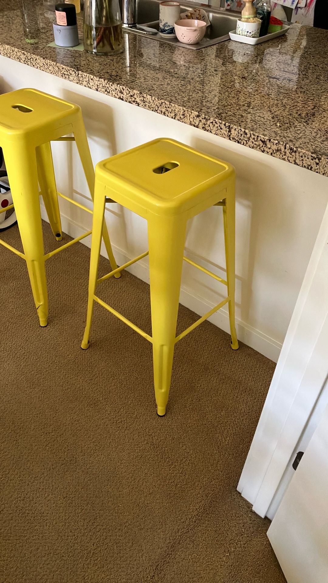 2 Yellow Bar Stools