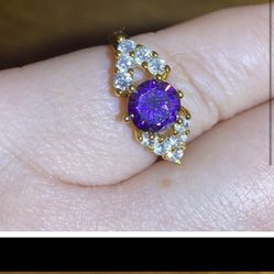 NWOT Costume faux amethyst faux diamonds ring estimated size 7.25 # 0708 beautiful! I made a video so you could see it’s fire / sparkle.  #ring #costu