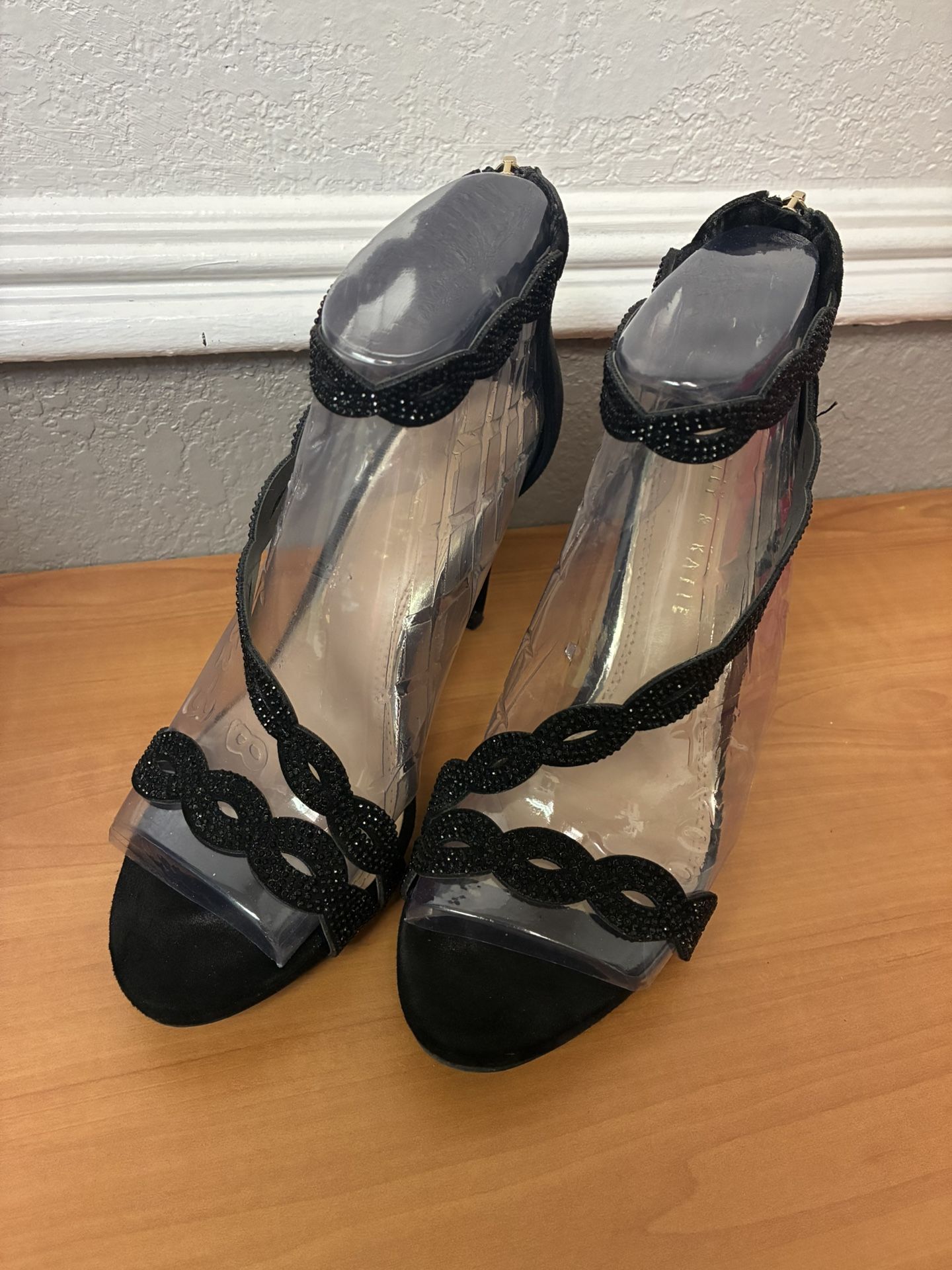 Kelly & Katie Women Sandals 7.5 Black Strappy Heels Dressy Shoes