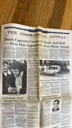 Newspaper from when Elvis died. 1977.