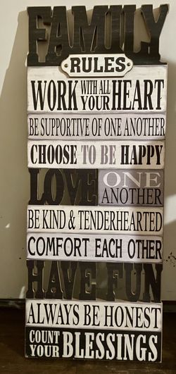 Family Rules Wooden Wall Art