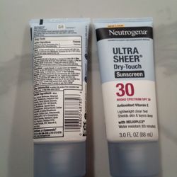 2 Pack Neutrogena Ultra Sheer Dry-Touch SPF 30 Sunscreen 3oz – New