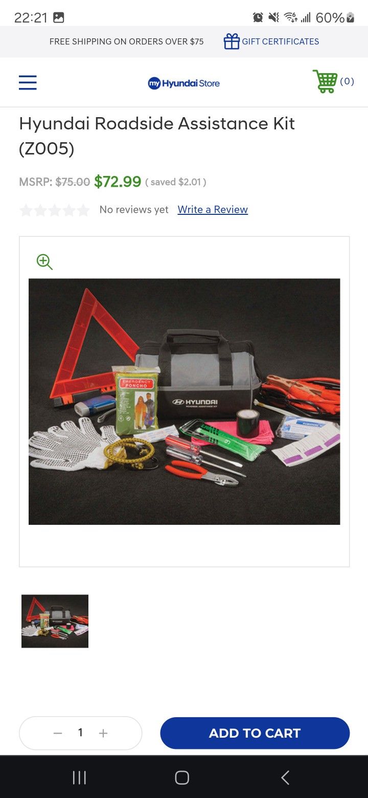 Hyundai Roadside Assistance Kit NEW