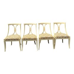 Vintage Regency Mid Century Modern Set of 4 Dining Chairs