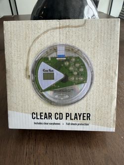 Portable CD Player Clear With Earphones Retro New