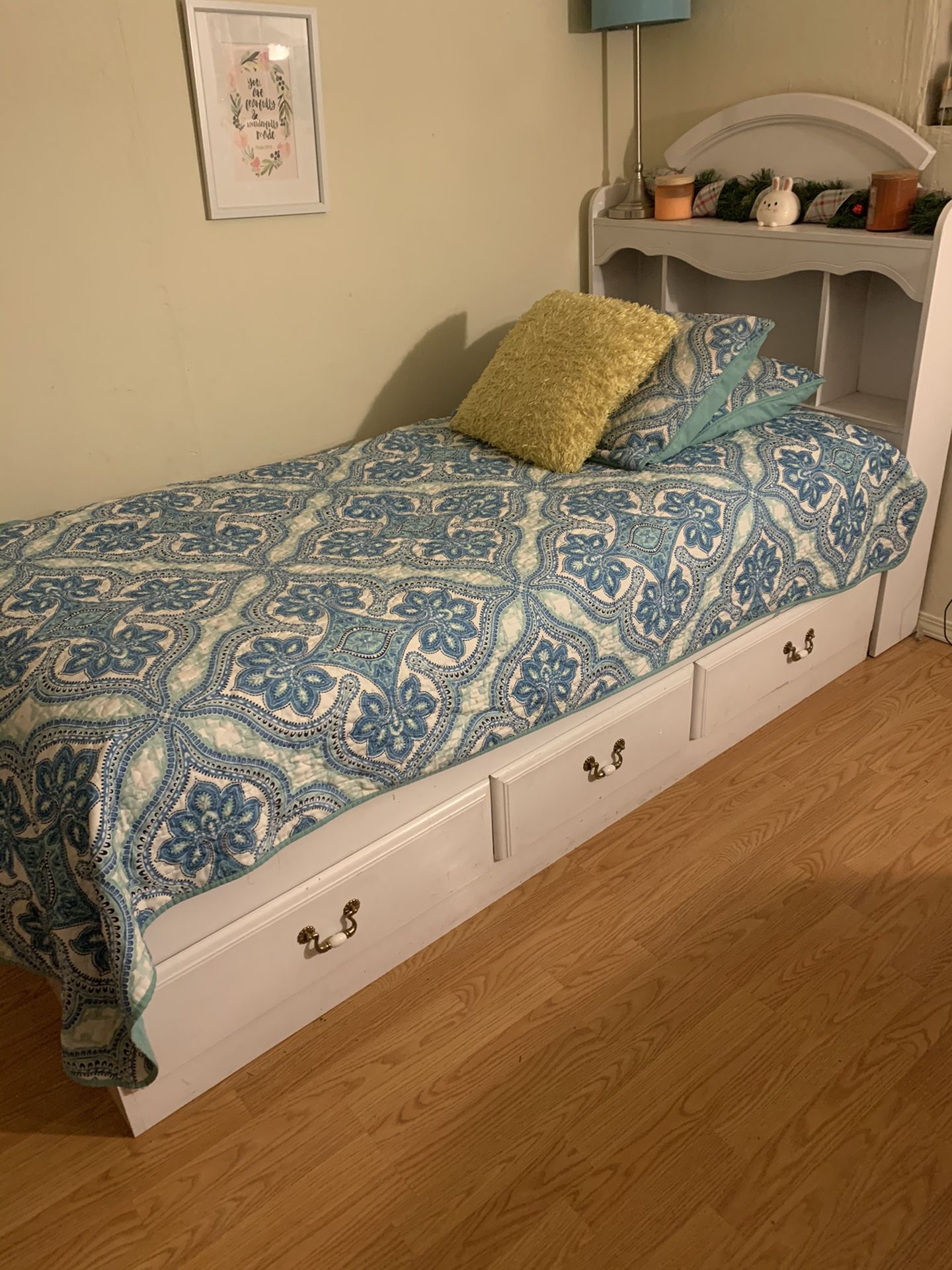 Twin bed frame and head board
