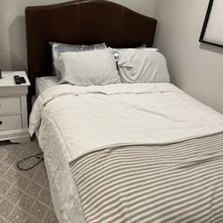 Pottery Barn Leather Headboard Queen Size Bed