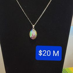 Silver Necklace Chain & OurLadyofGuadalupe Pendant For 20 Or Chain 10, Pendant 12. Cadena Y Dije Por 20 O Cadena 10, Dije 12