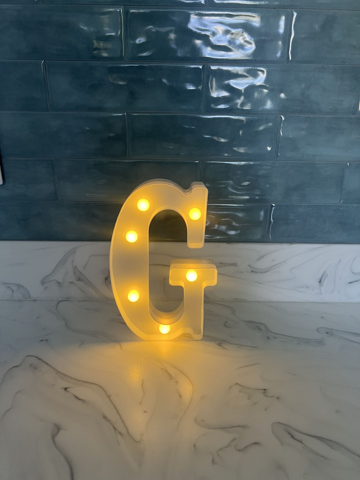 White plastic LED marquee letter 'G' approx 8”