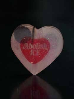 Heart Resin Straw Topper – "Abolish ICE" & "Come Back With a Warrant"