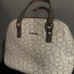 Calvin Klein Handbag Purse Brown/Cream 