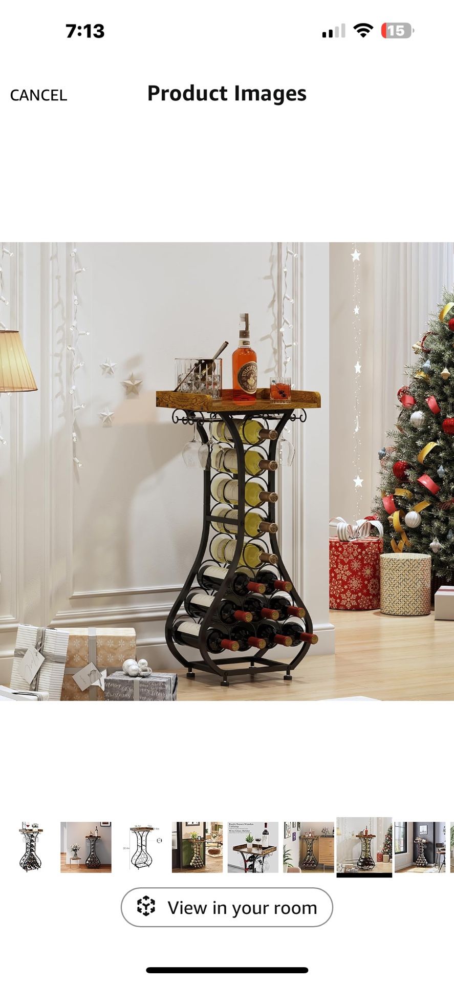 X-cosrack Wine Rack Freestanding Floor, Mini Bar Table Wine Holder Stand Liquor Cabinet with Glass Holder Wood Tabletop 14 Bottles Floor Wine Storage