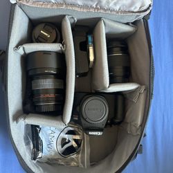 Canon Rebel T7 With 3 Lenses And Accessories