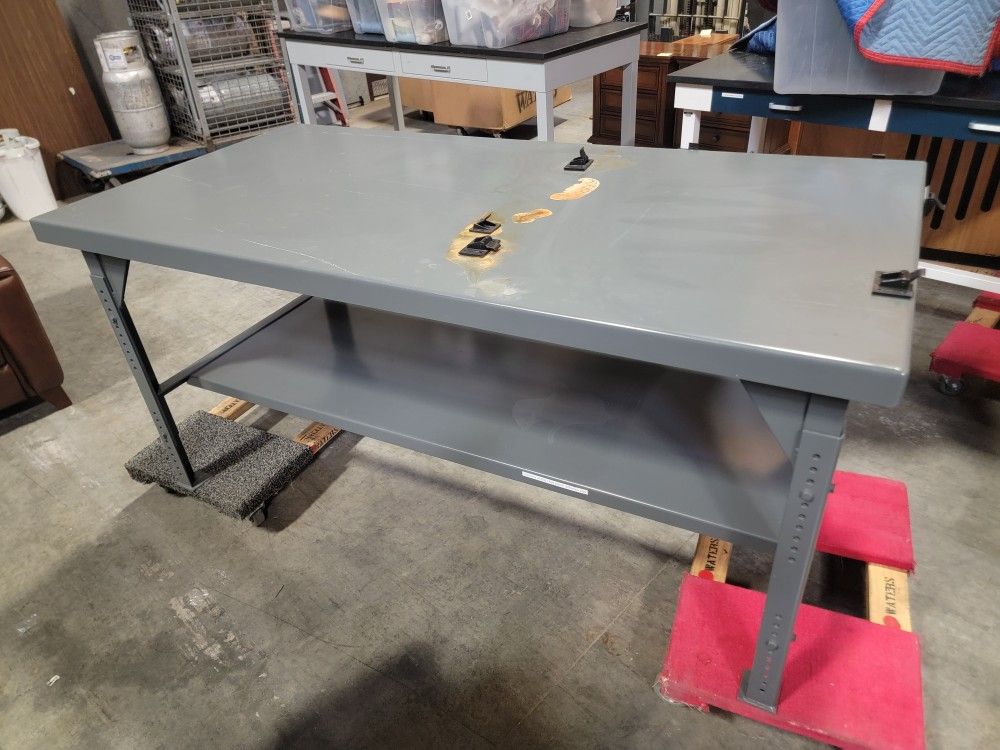 Industrial Work Table With Strap Braces
