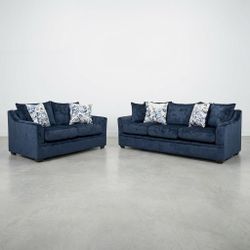 Glenn 58" Loveseat, Bliss Midnight + Lyanna Indigo