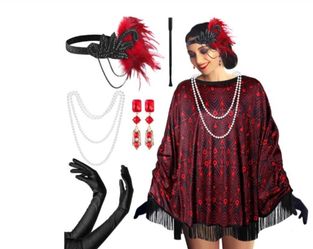 AA19) Floraltop 1920s Flapper Costume Set for Women