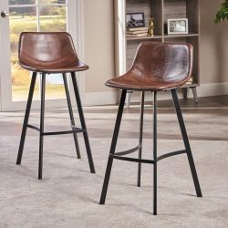 Set of 2 30" Dax Faux Leather Barstool Brown 57582.00